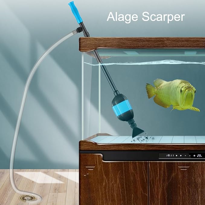 Carefree Fish 30W Electric Aquarium Gravel Vacuum Automatic Fish Tank Water Changer Cleaning Sand Powered Siphon Cleaner with 6Ft Hose Heavy Duty Pump 2.2Lb (for 25Gal~800Gal Tank)