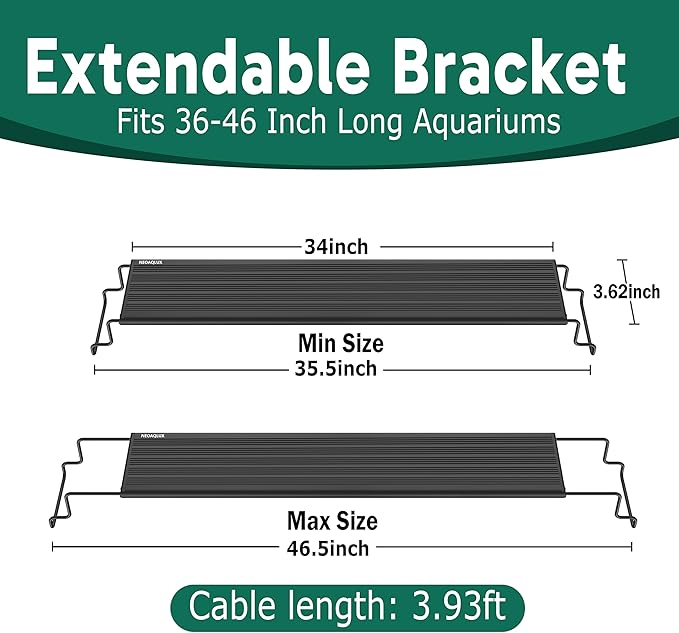 24/7 LED Aquarium Light for 36-46 Inch Plant & Fish Tank IP68, 12-Color & Gradient & Full Spectrum with Sunrise-Daylight-Moonlight, Auto On/Off, Brightness, Extendable Brackets for Freshwater