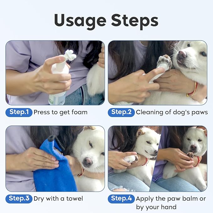 Leopong Dog Paw Care Kit - Protector for Pet Foot Washer Care(1 Pack Cleaner, 1 Pack Balm, 1 Towel and 1 Bundle Pocket