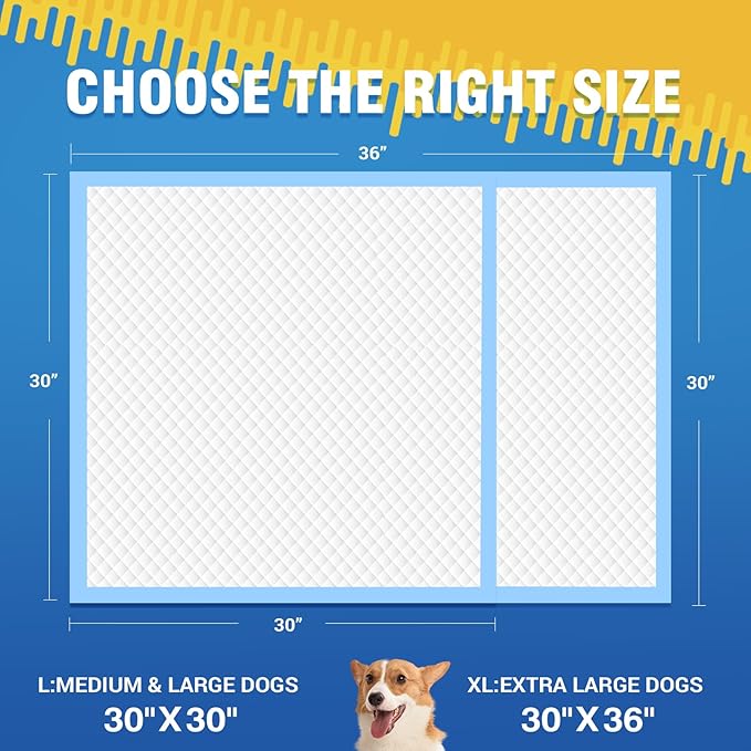 VJJ Extra Large Doggie Pee Pad, 30”x30” Thicken Dog Pee Pads, 60 Count XL Doggy Pads Leak-Proof, Super Absorbent Puppy Pee Pads for Dogs, Soft Training Pet Pads for Dogs Cats Rabbits
