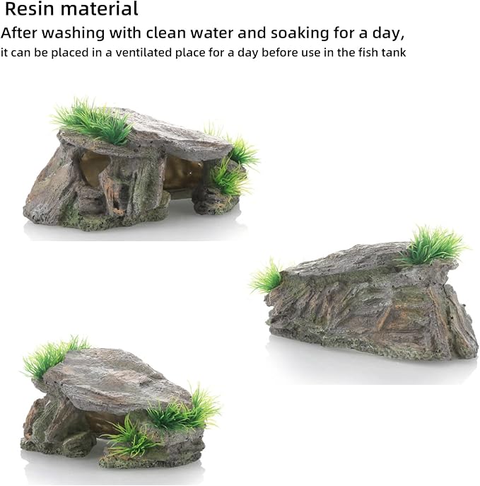 Betta Fish Hideout Cave Aquarium Rock Decor for Small Tank – 5.5 x 2.9 | Shelter for Betta Fish Guppies Shrimp / Natural Stone Look / Lightweight Resin