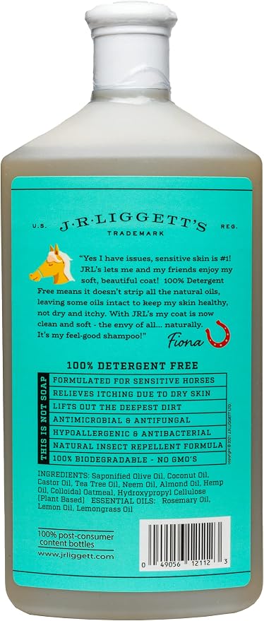 J.R.LIGGETT'S Liquid Horse Shampoo, Natural Mane and Tail Cleanser, Hypoallergenic Equine Formula Gently Deep Cleans and Relieves Dry, Sensitive and Itchy Skin, Detergent-Free, 16.9 oz