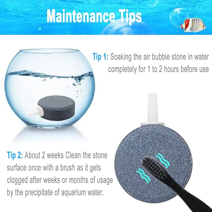 1.6 Inch Aquarium Air Stones Disc Oxygen Diffuser Bubble Air Stone of Aquarium Air Pump Accessories for Nano Air Pumps Fish Tanks Buckets Small Ponds and DWC Reservoirs