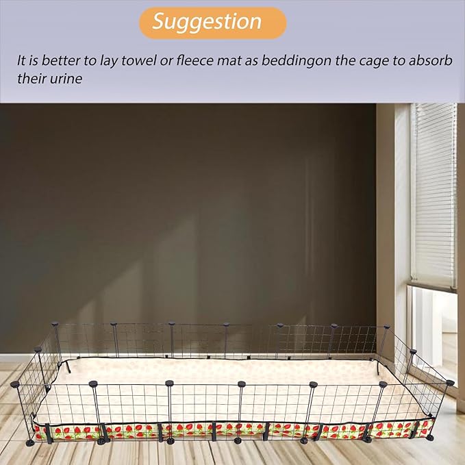 Guinea Pig Cage Liner,Washable Waterproof Oxford Cloth Cage Liners for Small Animals,Hamster Chinchilla Hedgehog Rabbit and Other Small Animals Not Include Cage (24x72 inches)