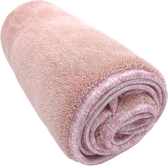 Dog Drying Towel for Dogs – Extra Large 24" x 35" Microfiber Dog Bath Towel, 1200 GSM Twisted Loop, Ultra Absorbent, Edgeless, Quick Dry for Bath, Beach & Travel, Pink