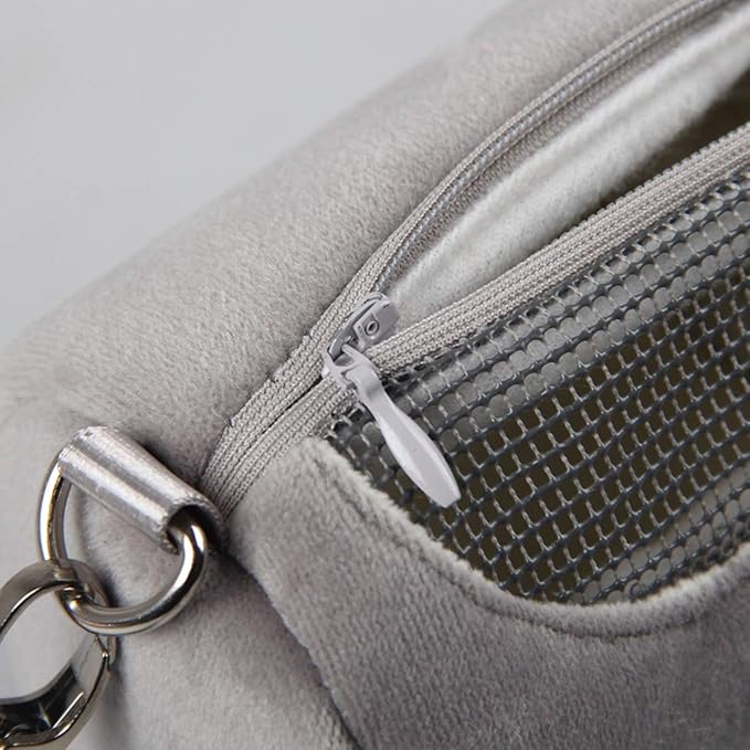 Dwarf Hamster Carrier Bag Portable Cylinder Warm Outdoor Bag with Adjustable Single Shoulder Strap (Grey)