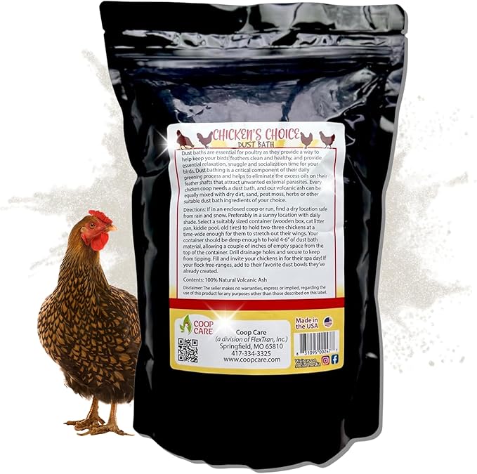 Chicken's Choice Chicken Dust Bath, 6 lb Natural Volcanic Ash Dust Bath for Chickens. Dust Mix for Healthy Chickens, Chinchillas, Small Animals. Made in The USA. Coop Accessories (1, Volcanic Ash)