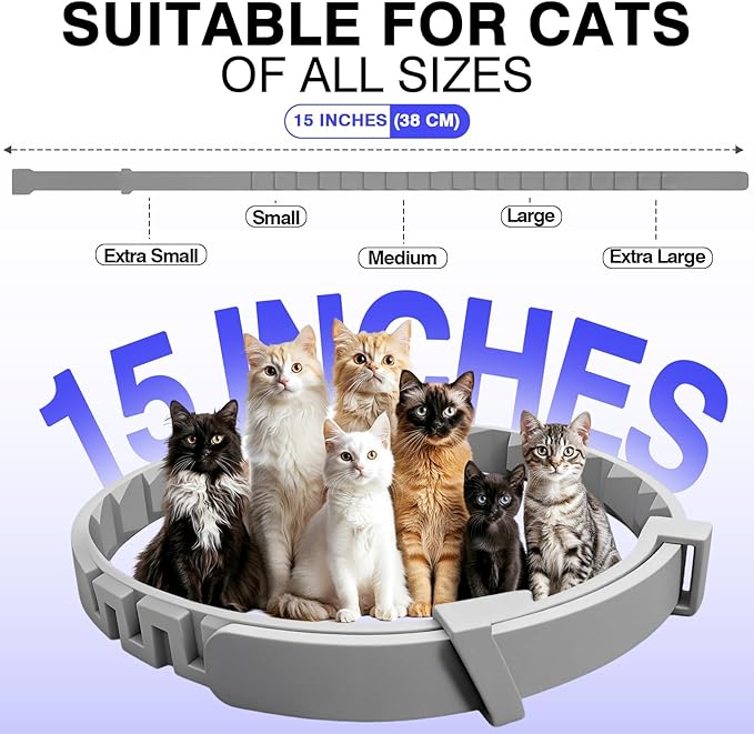 Tcllka Calming Collar for Cats 8 PK Cat Stress and Anxiety Relief Pheromone Calming Collar for Cats Anti Aggression for Cats Cat Calming Collars