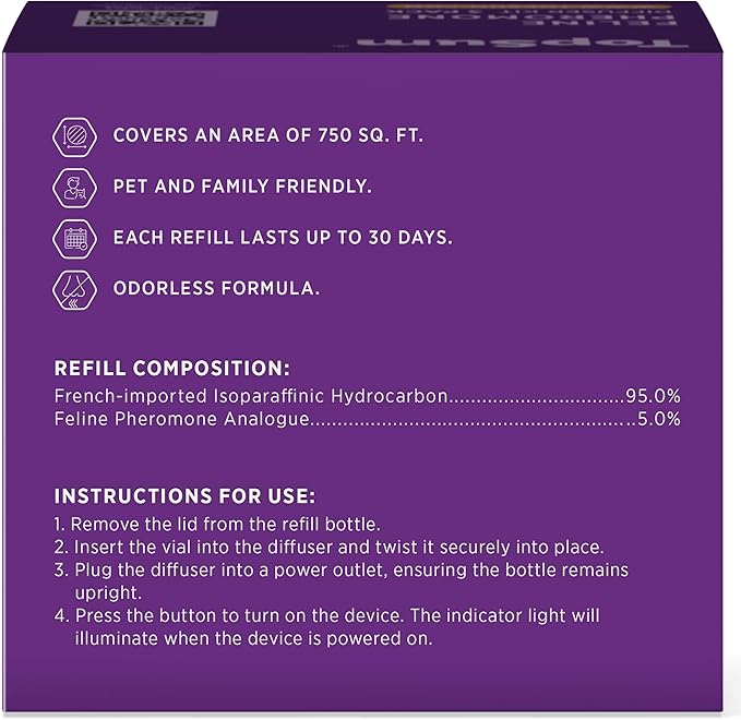 TopSum Cat Calming Pheromone Diffuser: Feline Pheromones Plug in for Stress, Along At Home, Spraying, Fighting, Scratching, Aggression & Excessive Meowing (Purple– 2 Diffusers+2 Refills)