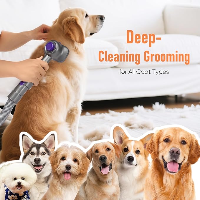 Pet Grooming Kit for Dyson V7 V8 V10 V11 V12 V15 Gen5 Accessories, Dog Brush Vacuum Attachment-Dog and Cat Hair Grooming Tools