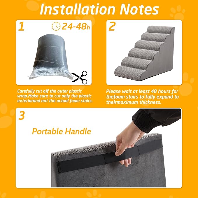 30" H Dog Stairs for Small and Medium Dogs 6-Step Ramps for High Beds and Couch Non-Slip Extra Wide Pet Stairs for Old Dogs and Puppy and Cat - Stable & Durable with Machine Washable Cover Indoor