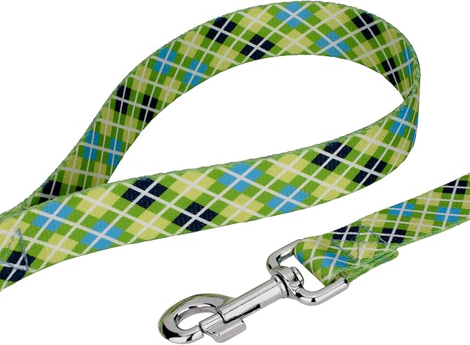 Country Brook Petz - Margarita Argyle Everyday Collar and Leash - Plaid and Argyle Collection Featuring Charming Designs (1 Inch, Extra Large)