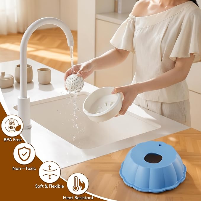 Slow Feeder Dog Bowls for Liquid Treat, Entertained Ball Dog Lick Bowl, Non-Slip Bone Broth Dog Licking Toys, 4/5 Cup Yogurt Dog Slow Feeder Bowl for Dietary Supplement/Post-op Nutrition (Blue)