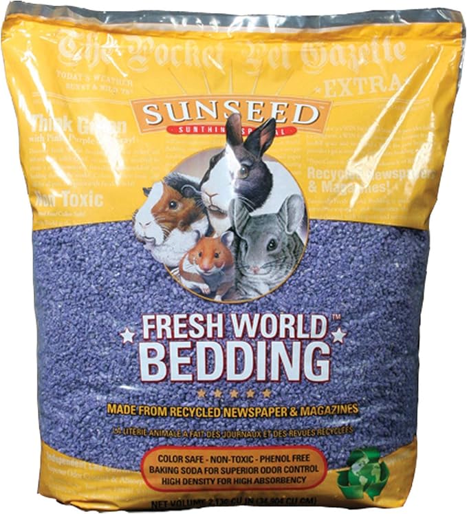 Sun Seed Company SSS18202A Fresh World Small Animals Phenol Free Paper Bedding, 2130 Cubic Inch, Purple