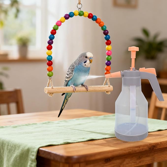 KOMBIUDA Bird Shower Misting Sprayer Bottle: 1.5L/50.72 Fl Oz Handheld Parrot Bath Sprayer Mist Cleaning Tool - Bird Mister for Parrot Parakeet Cockatiel