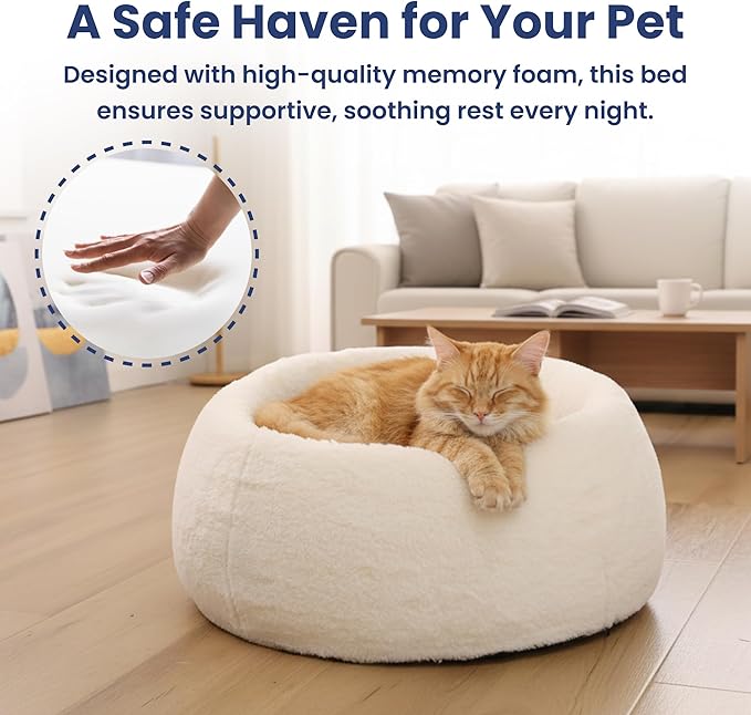 PAWSPIK Perfect Comfort Orthopedic Faux Rabbit Fur Memory Foam Cat & Small Dog Bed