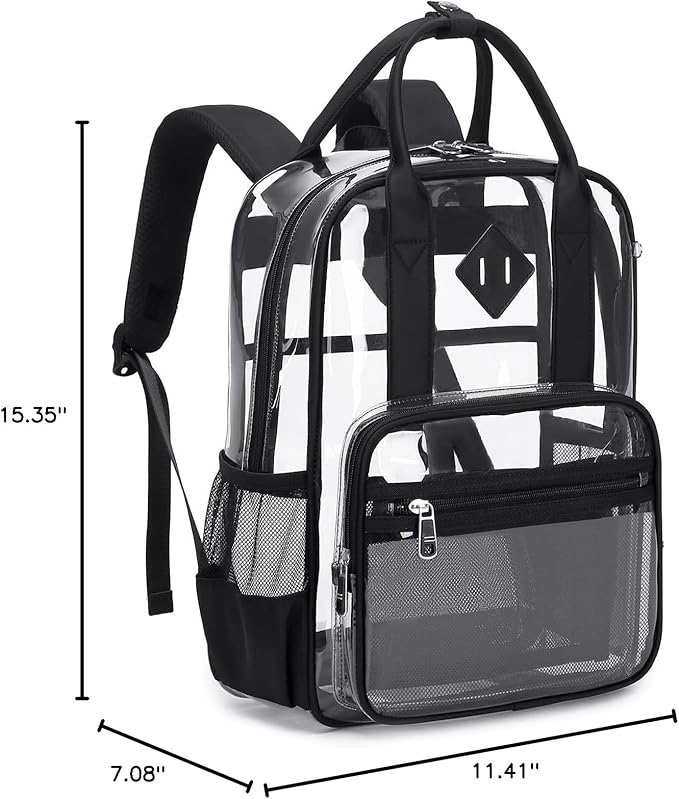 MOONBABY Small Clear Backpack for School Transparent Bookbag for Kids Heavy Duty PVC See Through Backpack Stadium Approved