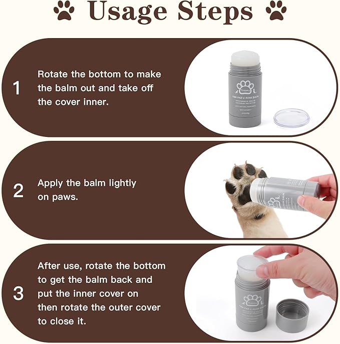 Cat Dog Paw Pad Balm Stick (2.4 oz) | Natural Dog Paw Blam Protector, Soother & Moisturizer for Cracked Dry & Damaged Paws, Nose & Elbows | Snout Soother for Dogs