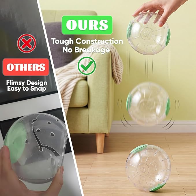 Mifoci 4 Pcs Hamster Exercise Ball, 5.7 Inch Guinea Pigs Running Ball Transparent Plastic Hamster Wheel for Dwarf Hamsters, Gerbils, Small Pets to Reduce Boredom and Increase Activity, Blue & Green