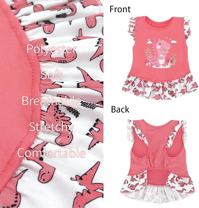 XPUDAC 4 Pack Dog Dresses Cute Printed Puppy Clothes for Small Dogs Girl Chihuahua Doggie Outfits Tank Top Vest Dresses Cat Apparel,Small(Chest-15.6")