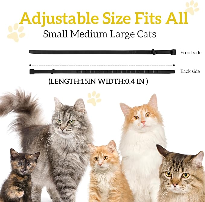 4-Pack Cat Calming Collar, Breakaway Cat Collar for Kittens to Large Cats, 4-Week Long Lasting, for Cat Anxiety Relief, Ideal for Indoor Cats(Black)