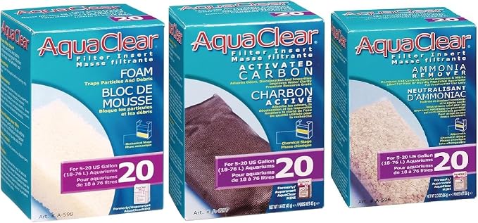 AquaClear Fluval 20 Maintenance Kit Hang on Back Aquarium Filter Aqua Clear AC20 Carbon Foam Ammonia