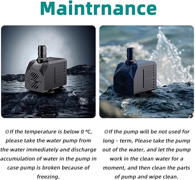 FREESEA Small Aquarium Fountain Pump: Adjustable Flow with 7.2ft High Lift | 550GPH 30W Submersible Water Pumps for Small Pond | Waterfall | Outdoor | Statuary | Hydroponic (550GPH)