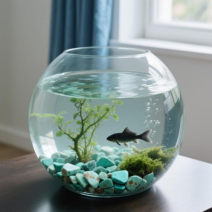 0.96LB Crushed Quartz Aquarium Gravel Vase Filler Succulent Rocks Home Decor Fish Tank Stones Pebbles Polished Bulk Irregular Shaped - Artificial Turquoise