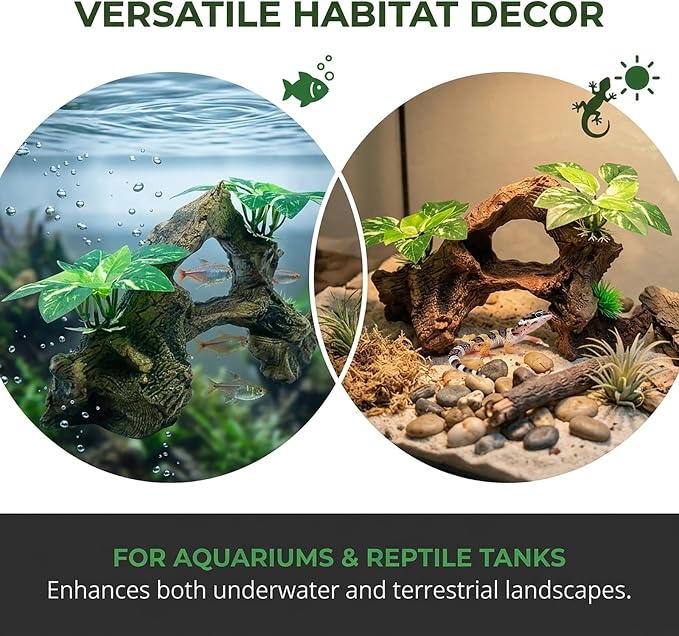 relaqcc Fish Tank Decorations Artifical Driftwood Cave Aquarium Decoration Ornaments Silk Aquarium Plants for Betta Fish Tank Accessories