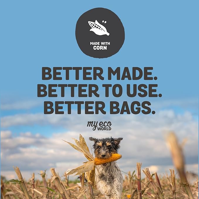 MyEcoWorld® Compostable Pet Poop Bags - Made with Corn and Other Certified Compostable Materials - 240 Bags - 16 Roll - Extra Strong - Leak Proof - Unscented - Easy to Open