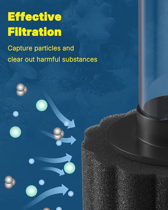 Pawfly Aquarium Air Pump, Fish Tank Air Pump, Quiet Adjustable Oxygen Pump with Mini Sponge Filter, Airline Tubing & Accessories, for 5-200 Gallon Fish Tank