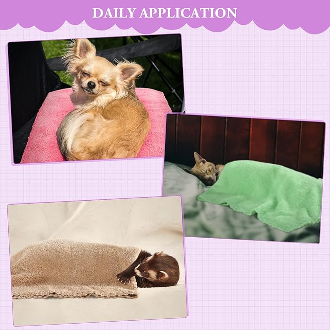 10 Pieces Guinea Pigs Blankets Hamster Fleece Cage Liners Soft Guinea Pig Accessories Small Animal Pet Blanket Sleep Bedding Mats Pet Supplies for Dog Puppy Cat (Mixed Colors, 13.8 x 29.5 Inch)