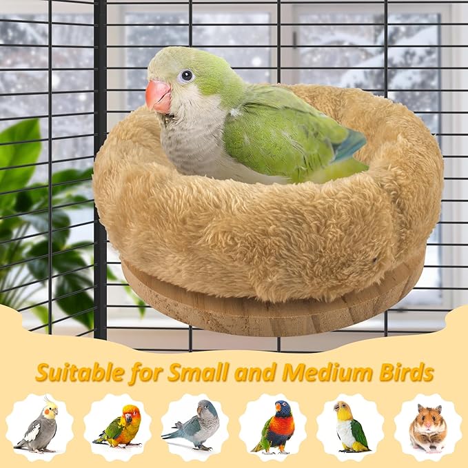 DBNESS Medium Bird Nest for Cage, Removable Plush Parrot Hammock Warm Resting Perch Platform for Budgies Cockatiel Conure Parakeet Hamster Washable Breeding Sleeping Lay Eggs Nesting