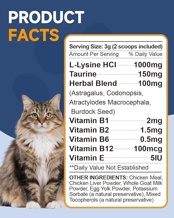 Hairball Treatment for Cats - Cat Hairball Remedy - with Natural Ingredients & Vitamins & Lysine for Cats - Support Immune System, Respiratory, Eye Health