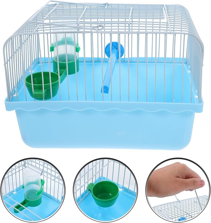 Toddmomy Portable Bird Cage with Perch Food Box Water Dispenser Spacious Travel Carrier for Parrots Lovebirds Small Birds 9.29X6.57X6.29 Inches