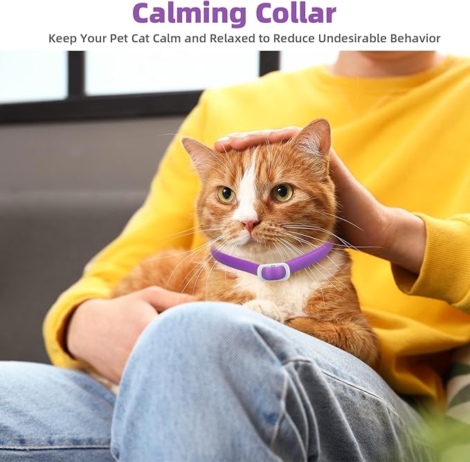 Calming Collar for Cats: Pheromone Cat Calming Collar Cat,Adjustable Size Water Resistant,Efficiently Reduces Anxiety & Stress for 60 Days (4 Pack)