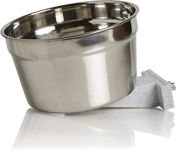Lixit® Stainless Steel Kennel Food or Water Bowl - Non Spill Hanging Removable Crate Bowls - Carrier Cage Dish for Dogs or Cats for Feeding and Drinking (Stainless Steel, 40 Ounce (Pack of 2))