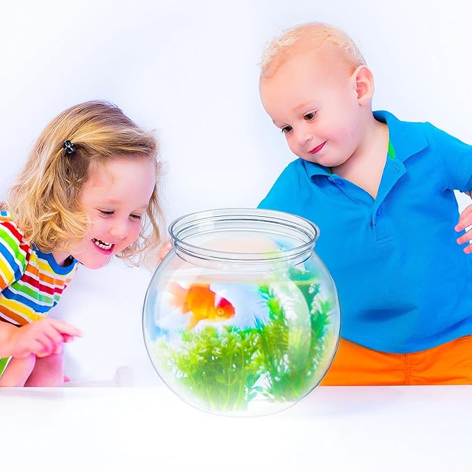 Eccliy 40 Pcs Clear Fish Bowls with Straws Ball Shape Plastic Bowl for Drinks Summer Drink Cups Unbreakable Goldfish Bowl for Christmas Candy Table Centerpieces Party Favors (27 oz)