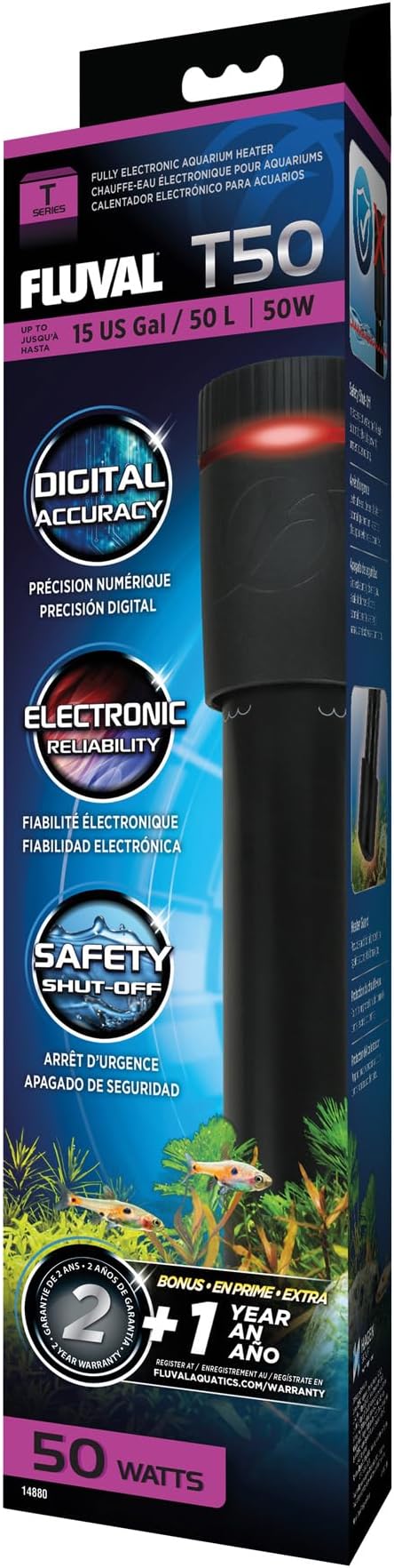 Fluval T50 Fully Electronic Heater for Freshwater Aquariums up to 15 Gal.