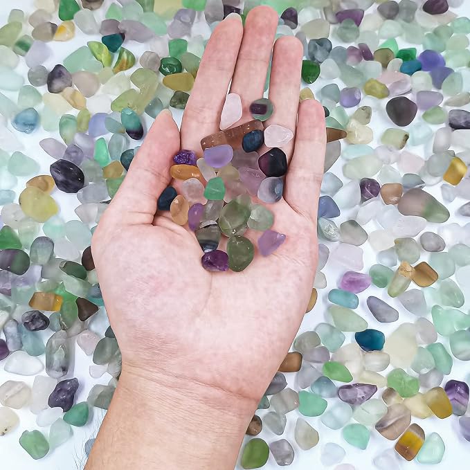 Keedolla 3 LB Fluorite Tumbled Chips Aquarium Fish Tank Gravel, Natural Crystal Quartz Stones Rocks Pebbles for Vase Fillers, Garden, Succulent Plants Decor