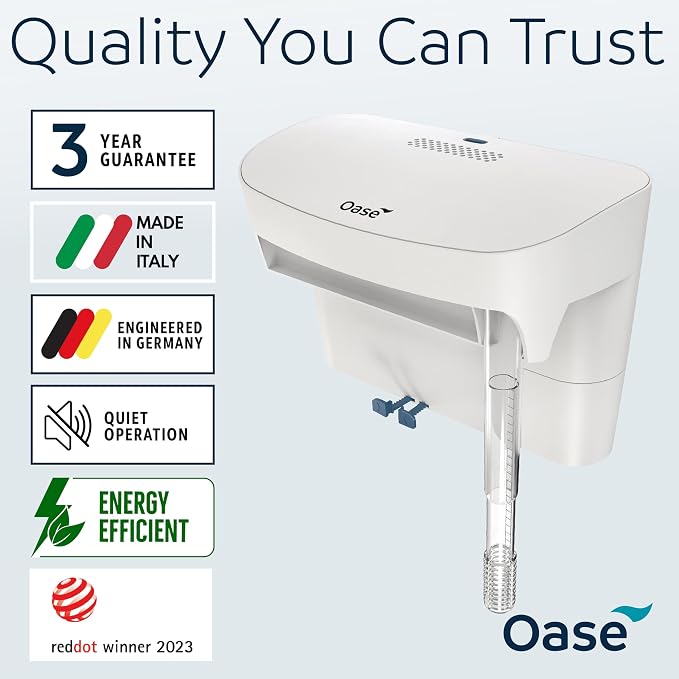OASE BioStyle Thermo Power Filter with Built-in Heater for Aquariums up to 50 gallons, Multi-Stage Filtration, Easy Maintenance, Quiet Hang on Back Filter, White