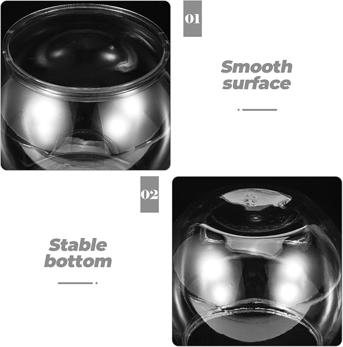 Mipcase Plastic Fish Bowl, Round Goldfish Tank Small Betta Fish Bowl Clear Fish Tank Bowl Desktop Goldfish Bowl for Home Decor (Pack of 2)