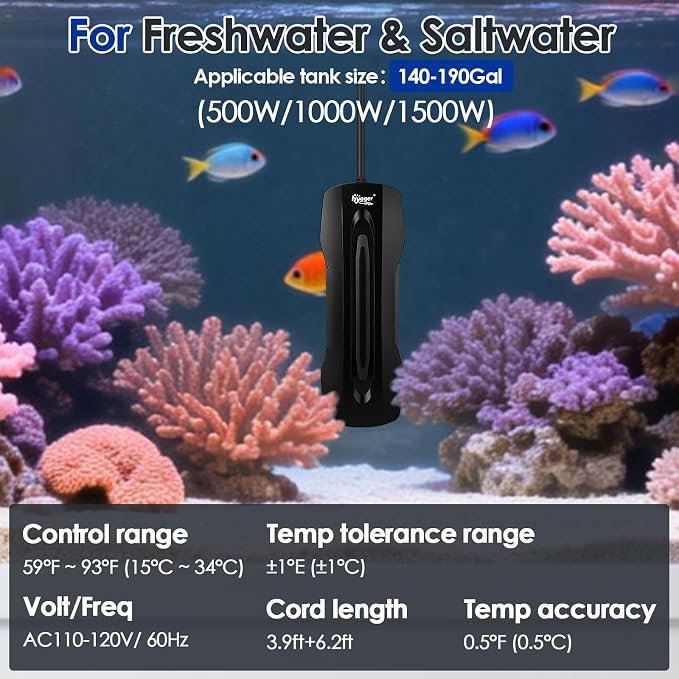 hygger Aquarium Heater Adjustable Triple-Power, Submersible Fish Tank Heater Four Season Power Change, with Digital Controller Abnormal Error Stop Protection for Freshwater Saltwater (400W-800W-1200W)