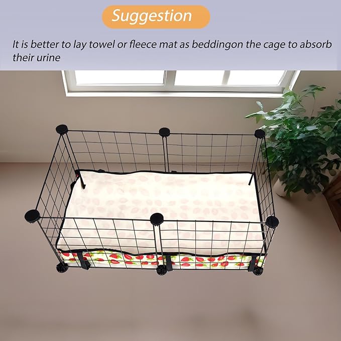 Guinea Pig Cage Liner,Washable Waterproof Oxford Cloth Cage Liners for Small Animals,Hamster Chinchilla Hedgehog Rabbit And Other Small Animals Not Include Cage (C&C 1x2(12x24 inches), Strawberries)