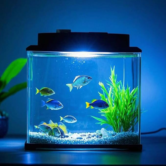 7 inch RGB Aquarium Lights, Underwater Fish Tank Lights IP68 Waterproof Color Changing Adjustable Memory Submersible Remote Control Aquarium Tank Sucker Hood Strip Lamp Waterfall Lights