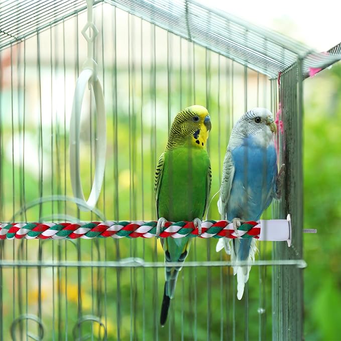 Novabright 6Pcs 24.5 Inch Bird Rope Perch Stand Bendable Large Bird Swing Perch Parrot Climbing Standing Toys Cage Accessories for Parakeet, Cockatiel, Budgie, Lovebirds