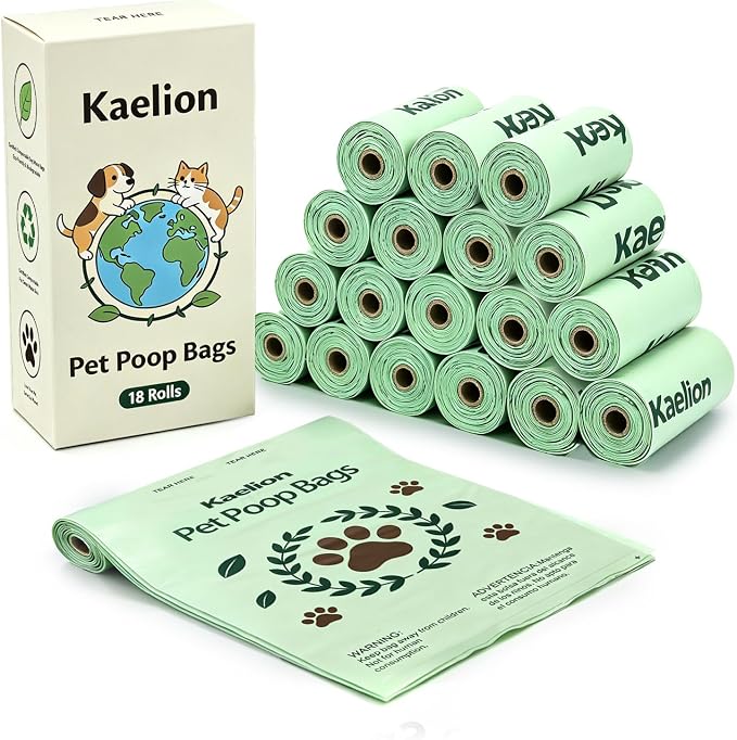 Certified Compostable Dog Poop Waste Bags-ASTM D6400&EN 13432 Compliant-270 Total Count,lavender fragrance Leakproof Dog Refill Rolls,15 Plant Based Compostable Poop Bags Per Roll (18 rolls)