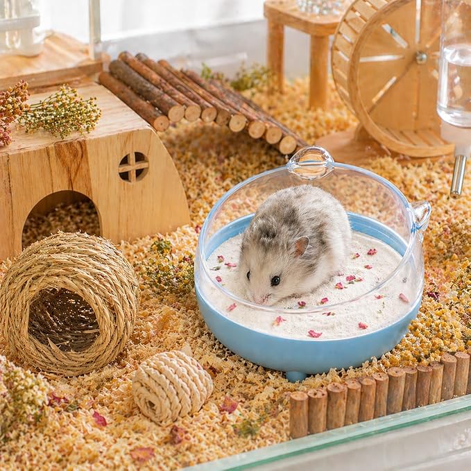 Meow&Woof Hamster Sand, 2.2LBS Chinchilla Dust Bath, 100% Natural Sands for Hamster Bath, No Dust Potty Litter Sand for Chinchillas Gerbil Syrian Mice, Small Animals Supplies (Flower Smell)