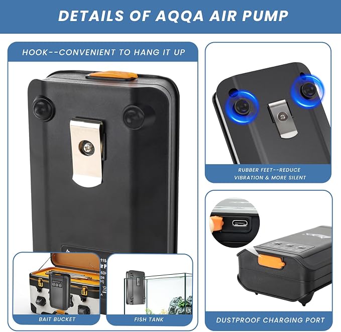 AQQA Aquarium Air-Powered Sponge Filter & Aquarium Air Pump with Full Set of Accessories AQ046&AQ115