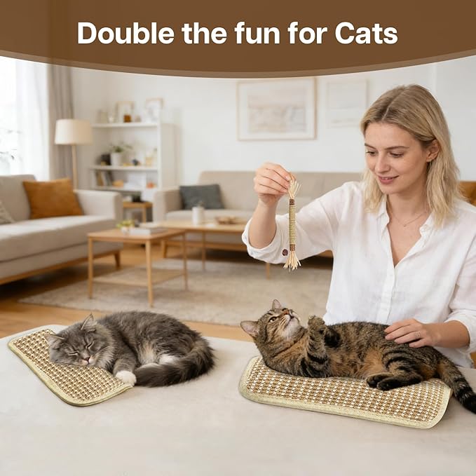 2 Pack 13.4 inch Sisal Pillow Catnip Toy for Cats with Silvervine Sticks, Cat Toys with A+ Organic Catnip Interactive Kicker Toy Scratch-Resistant Safe Chew Toy Teeth Cleaning for Indoor